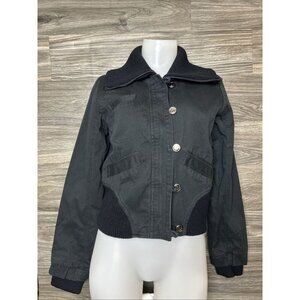 Ashley By 26 International Black Denim/knit Bomber Jacket